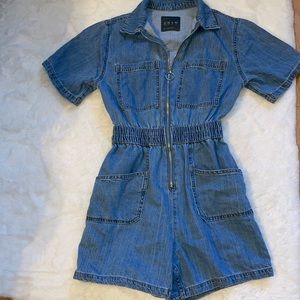 Denim utility inspired style romper